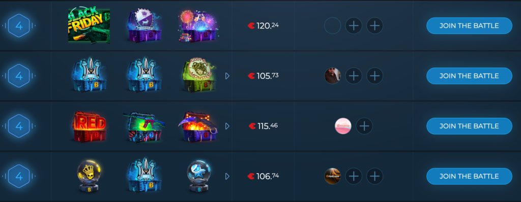 Screenshot of case battles on bloodycase.com
