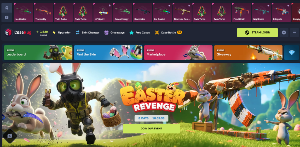 screenshot of homepage of casehug.com