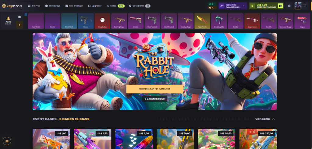 Screenshot of key-drop.com homepage.