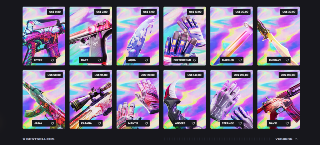 Screenshot of key-drop.com cases.