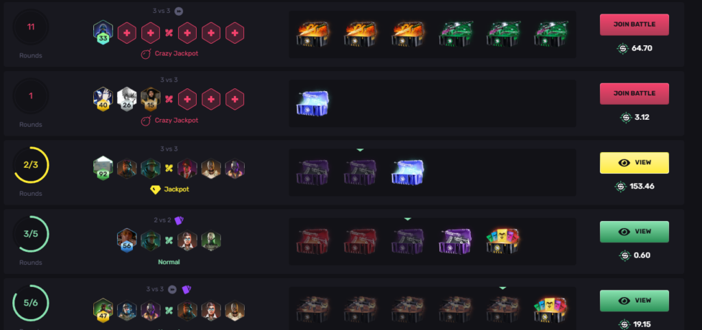 Screenshot of case battles on skinrave.com