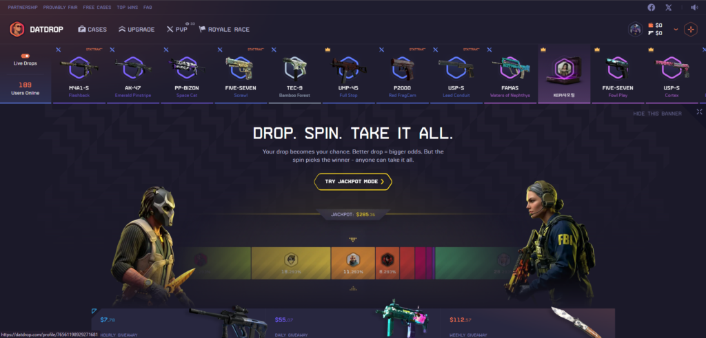 Screenshot of datdrop.com homepage.