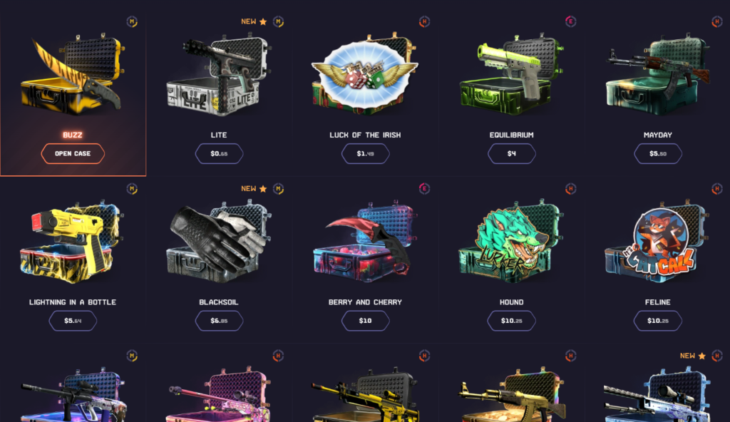 screenshot of cases on datdrop.com