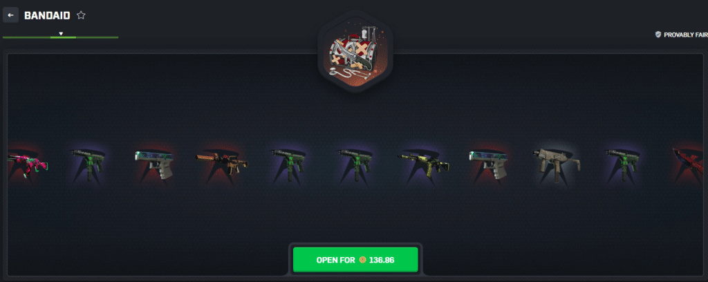 cs2 case opening website showing different skins.