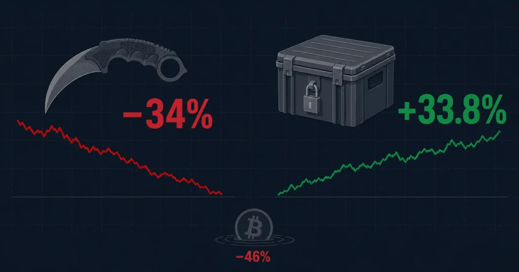 The great skin crash of 2025–2026: knives lost a third of their value and Bitcoin nearly half — but classic Counter-Strike cases rose 33 percent